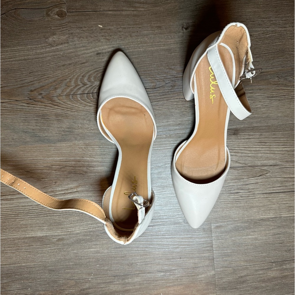 Lulus white pumps with ankle strap